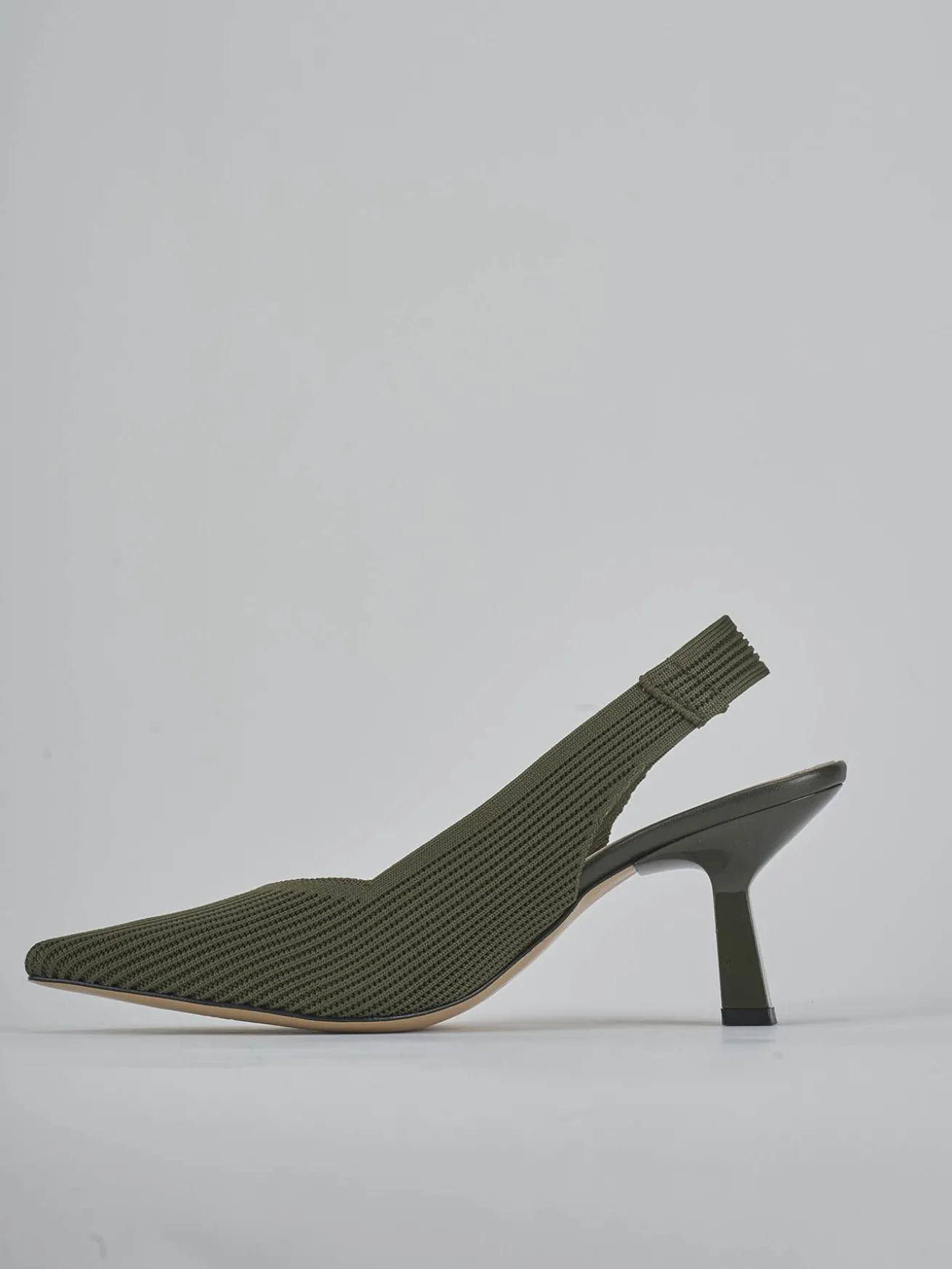 Slingback tacco 7cm pelle verde
