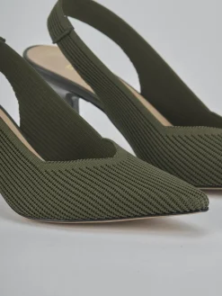 Slingback tacco 7cm pelle verde