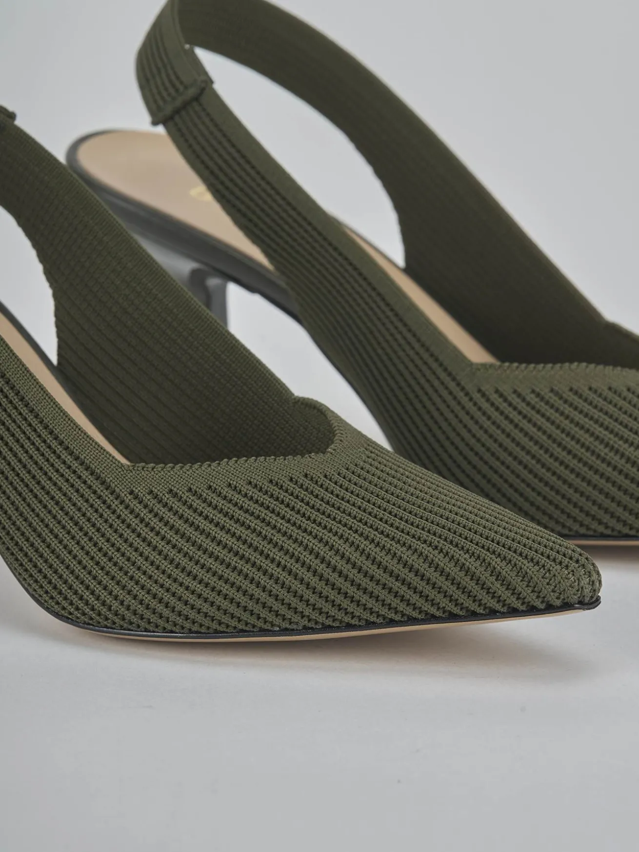 Slingback tacco 7cm pelle verde