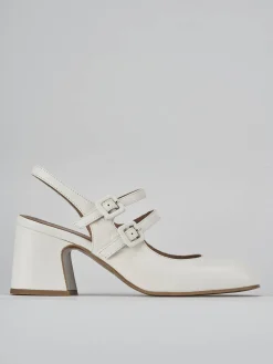 Slingback tacco 5cm pelle bianco