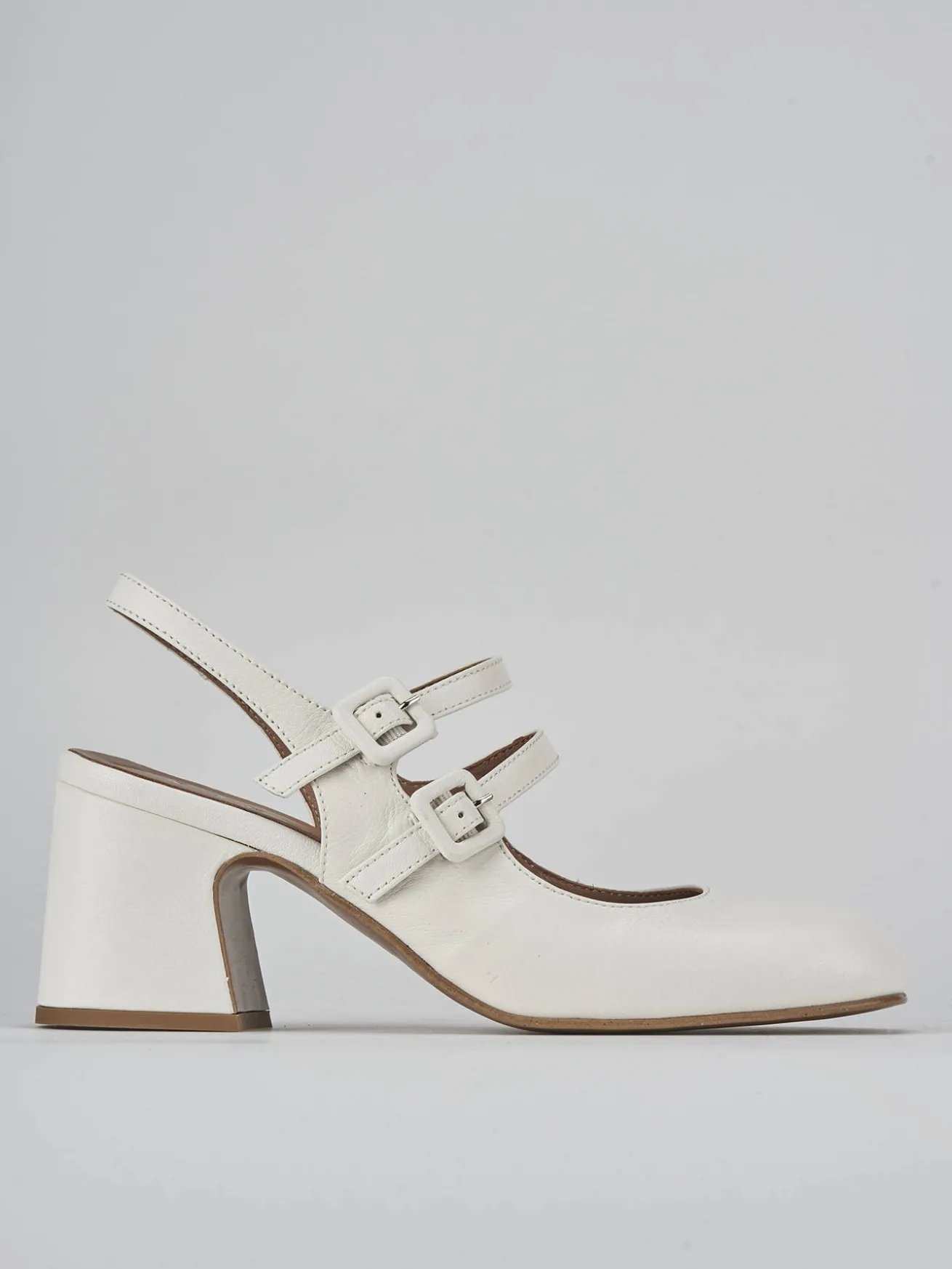 Slingback tacco 5cm pelle bianco