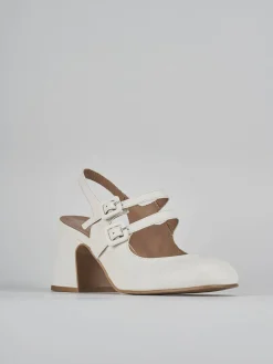 Slingback tacco 5cm pelle bianco