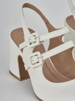 Slingback tacco 5cm pelle bianco