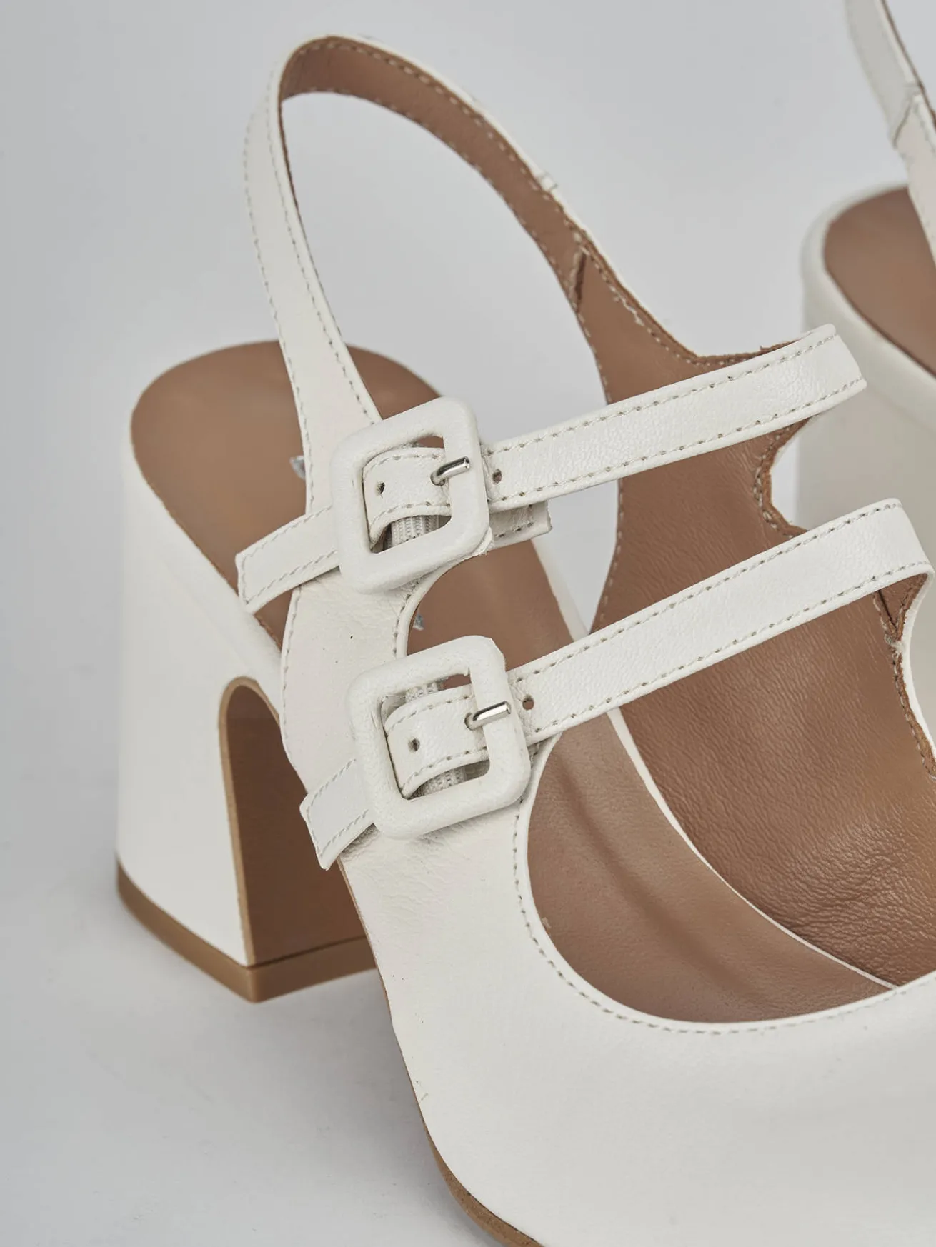 Slingback tacco 5cm pelle bianco