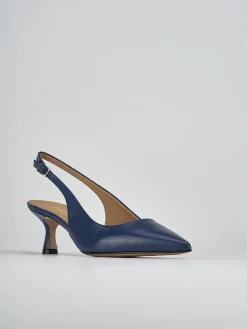 Slingback tacco 5cm pelle blu