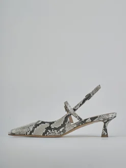 Slingback tacco 5cm pitone beige