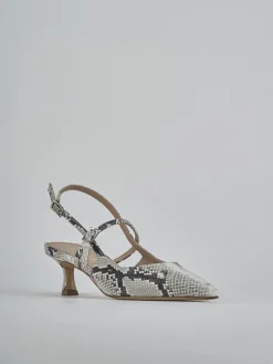 Slingback tacco 5cm pitone beige