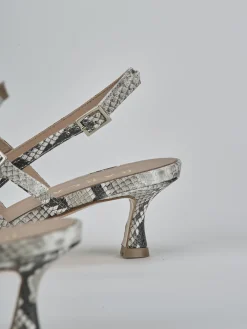 Slingback tacco 5cm pitone beige