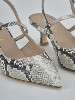 Slingback tacco 5cm pitone beige