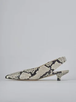 Slingback tacco 4cm pitone beige