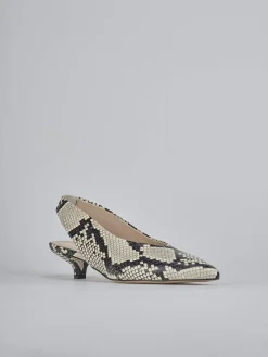 Slingback tacco 4cm pitone beige