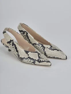 Slingback tacco 4cm pitone beige