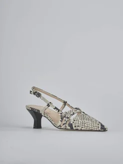 Slingback tacco 6cm pitone beige