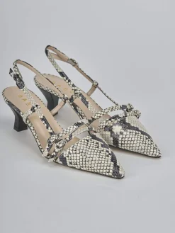 Slingback tacco 6cm pitone beige