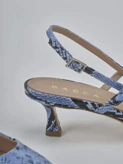 Slingback tacco 5cm pitone rosa