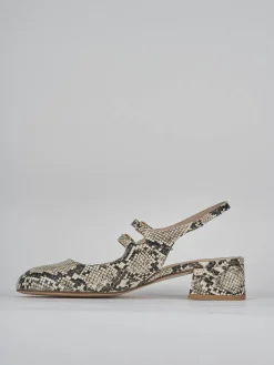 Slingback tacco 4cm pitone beige