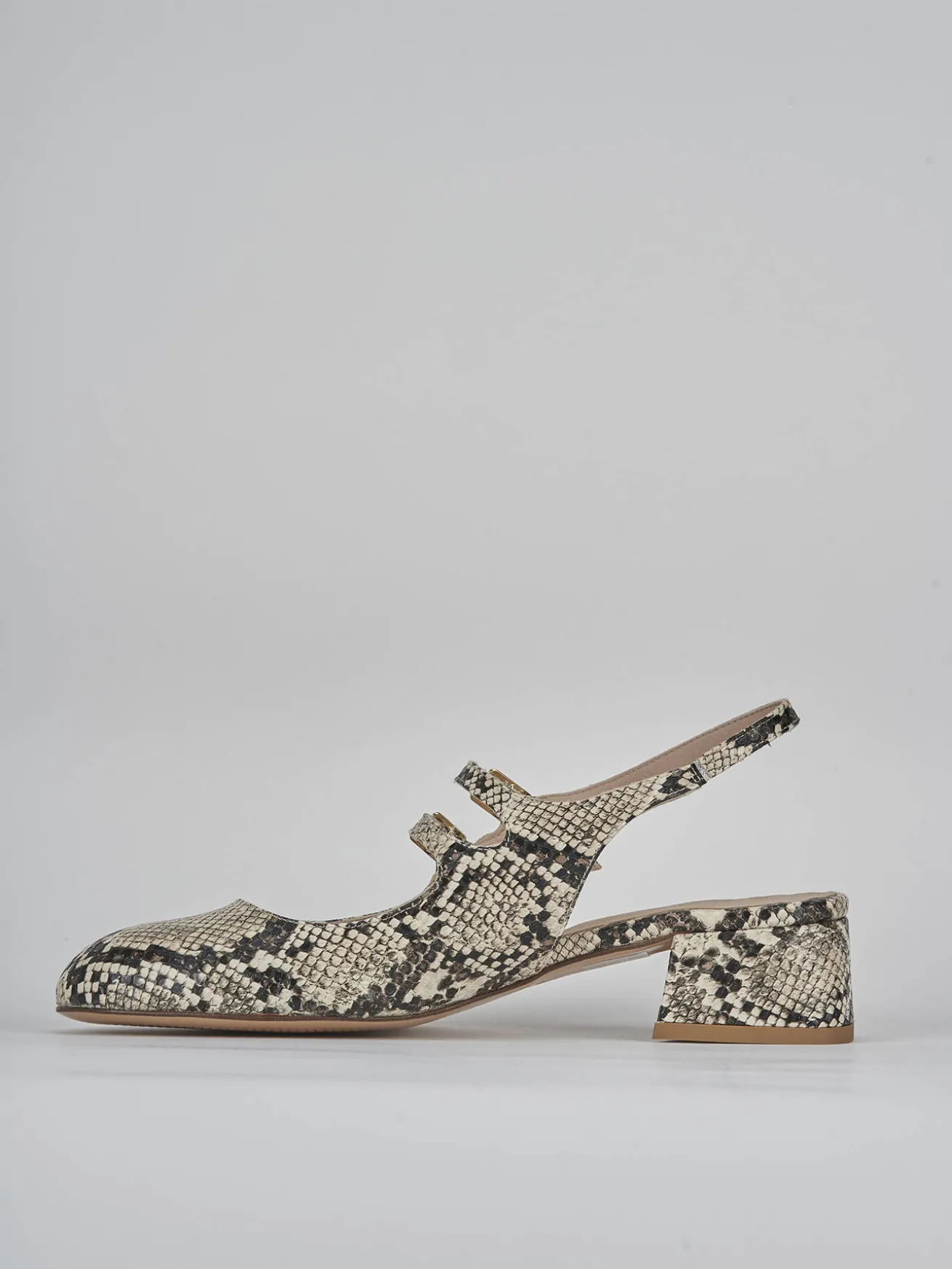 Slingback tacco 4cm pitone beige