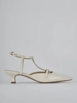 Slingback tacco 4cm vernice bianco