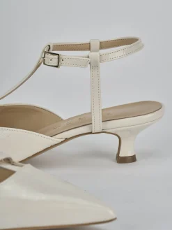 Slingback tacco 4cm vernice bianco