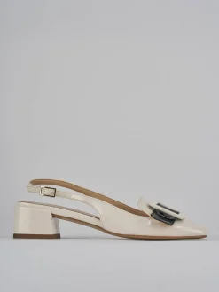 Slingback tacco 4cm vernice beige