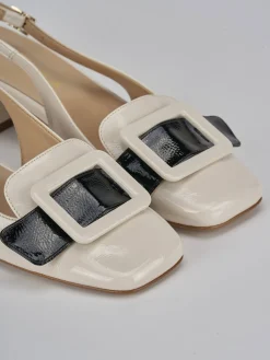 Slingback tacco 4cm vernice beige