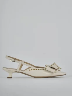 Slingback tacco 4cm vernice bianco