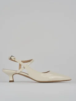 Slingback tacco 4cm vernice bianco