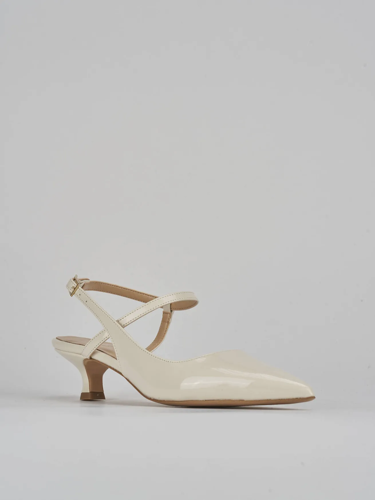 Slingback tacco 4cm vernice bianco