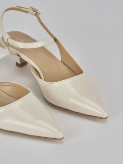 Slingback tacco 4cm vernice bianco