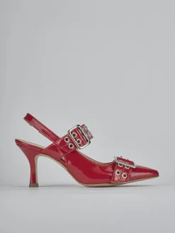 Slingback tacco 7cm vernice rosso