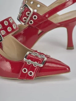 Slingback tacco 7cm vernice rosso