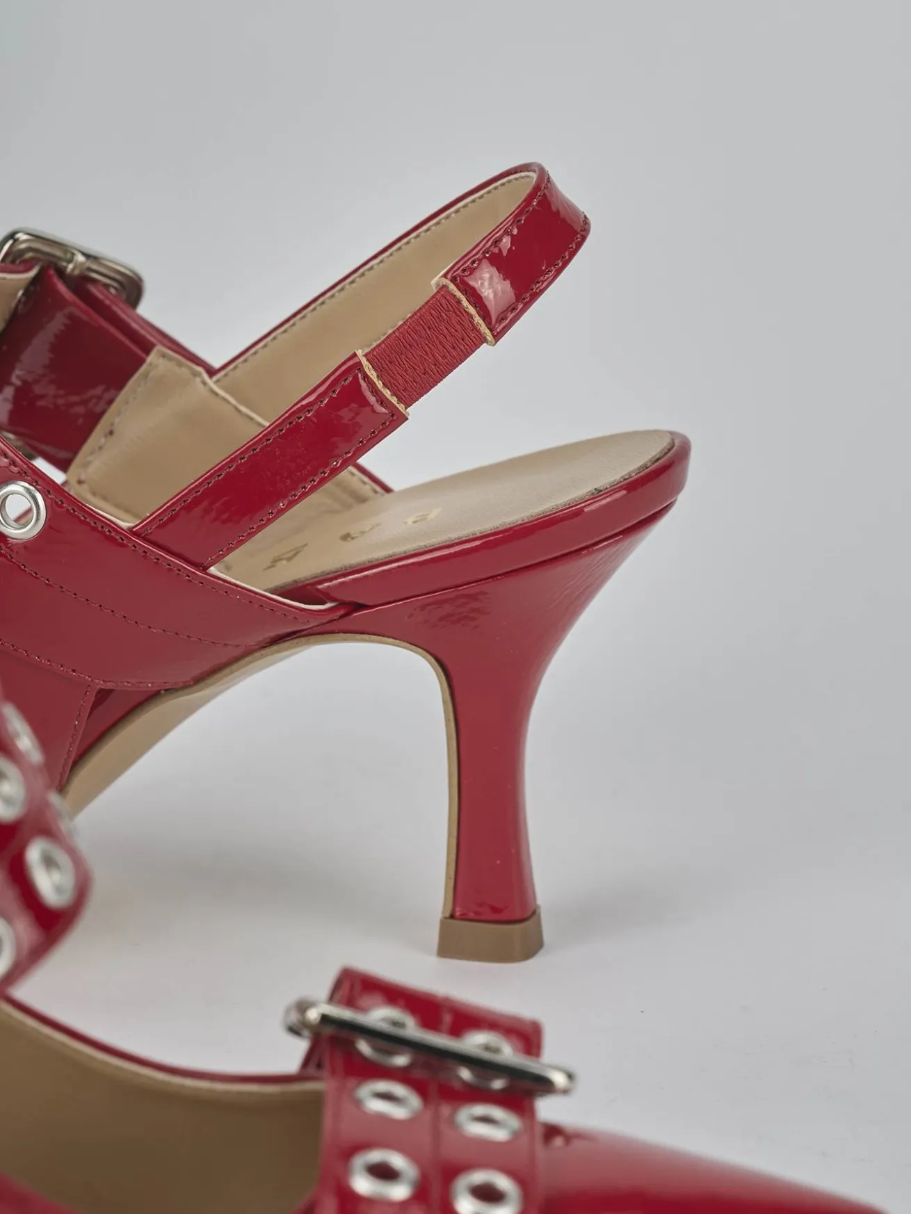 Slingback tacco 7cm vernice rosso