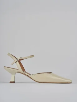 Slingback tacco 5cm vernice bianco