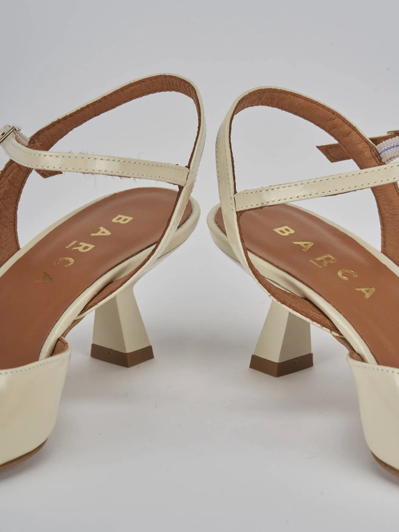 Slingback tacco 5cm vernice bianco