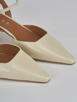 Slingback tacco 5cm vernice bianco