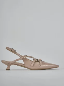 Slingback tacco 4cm vernice beige