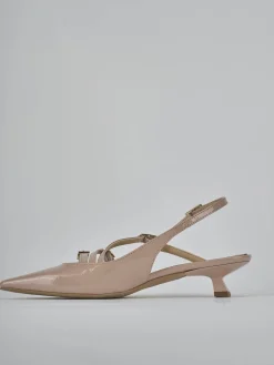Slingback tacco 4cm vernice beige