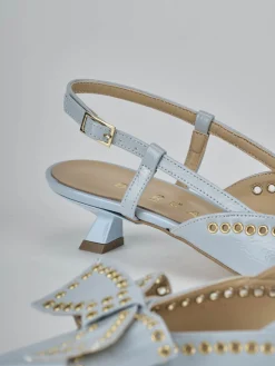 Slingback tacco 4cm vernice azzurro