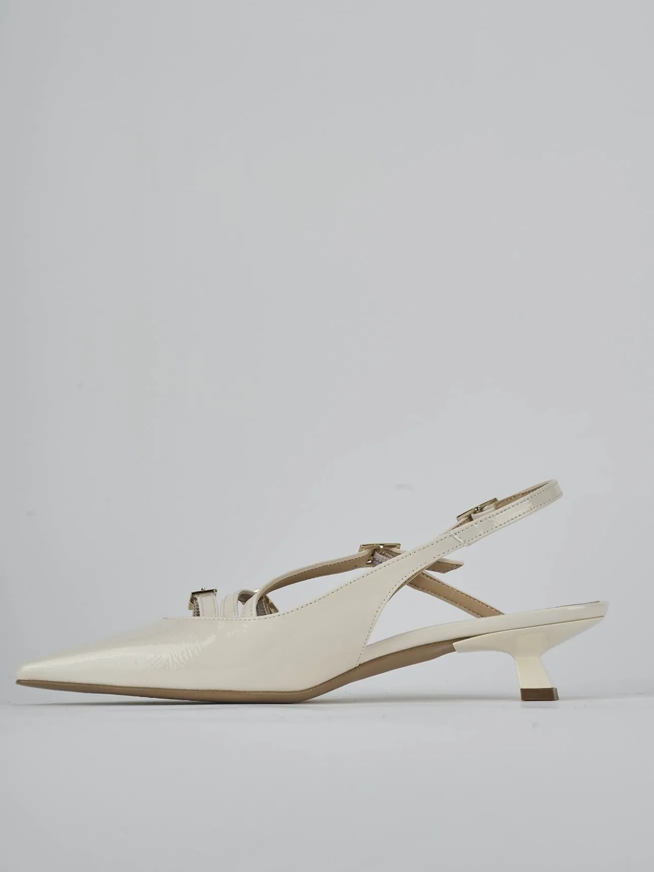 Slingback tacco 4cm vernice bianco