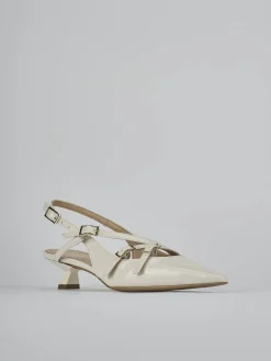 Slingback tacco 4cm vernice bianco