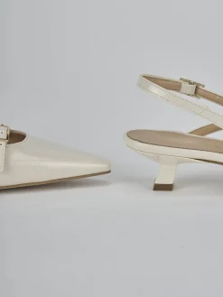 Slingback tacco 4cm vernice bianco