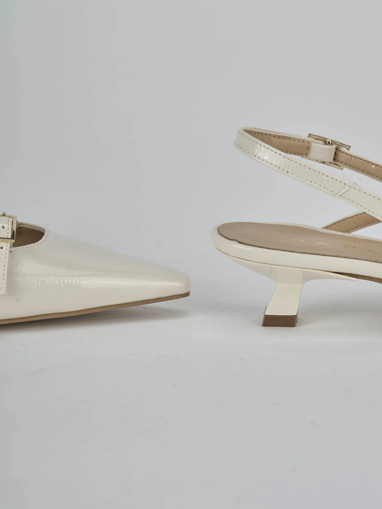 Slingback tacco 4cm vernice bianco