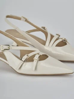 Slingback tacco 4cm vernice bianco