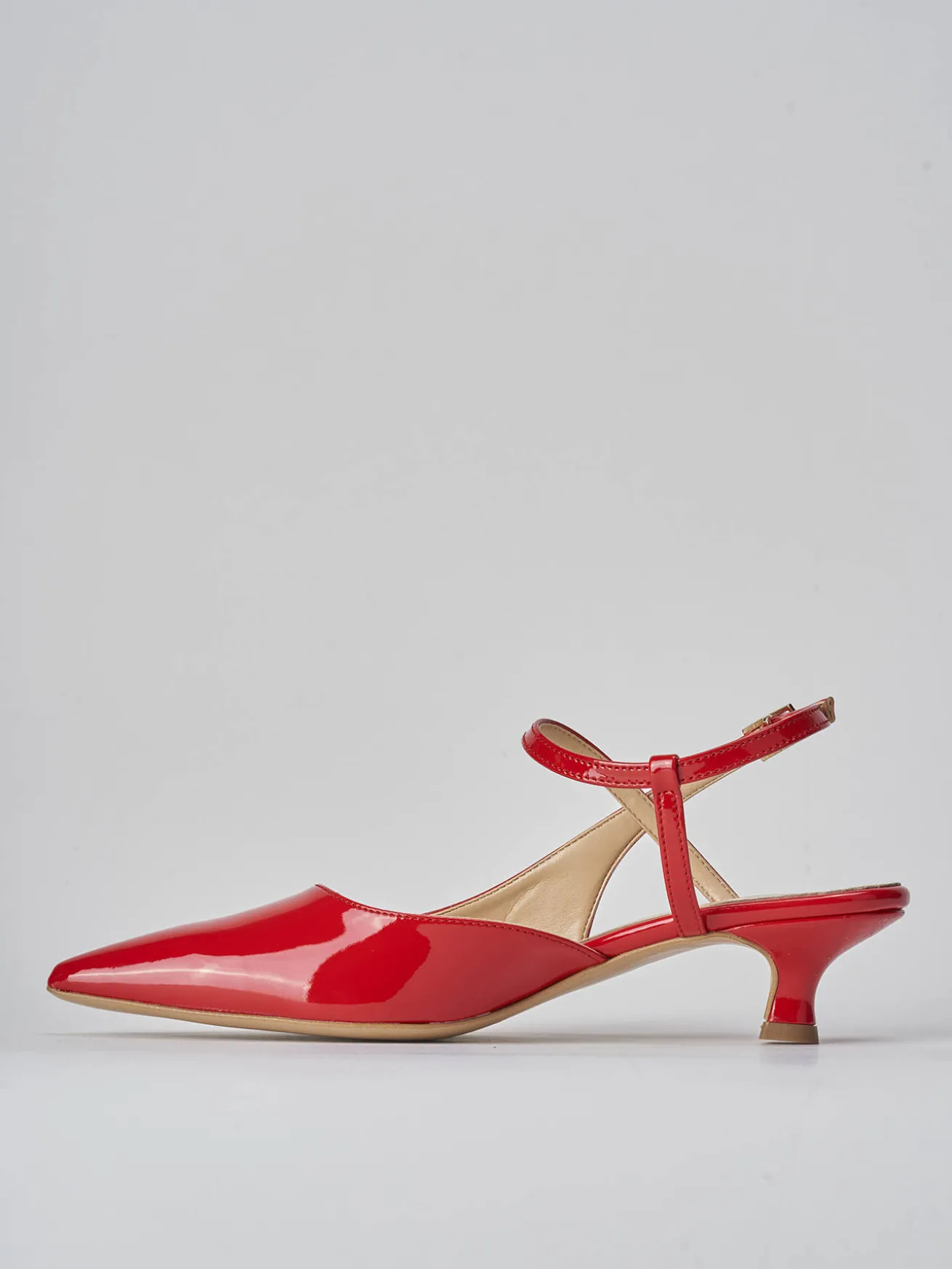 Slingback tacco 4cm vernice rosso