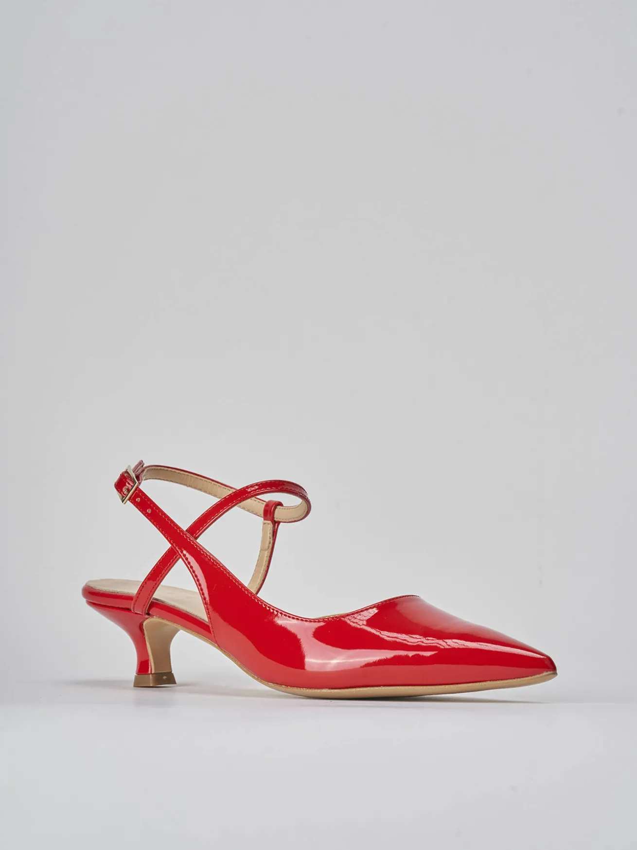 Slingback tacco 4cm vernice rosso