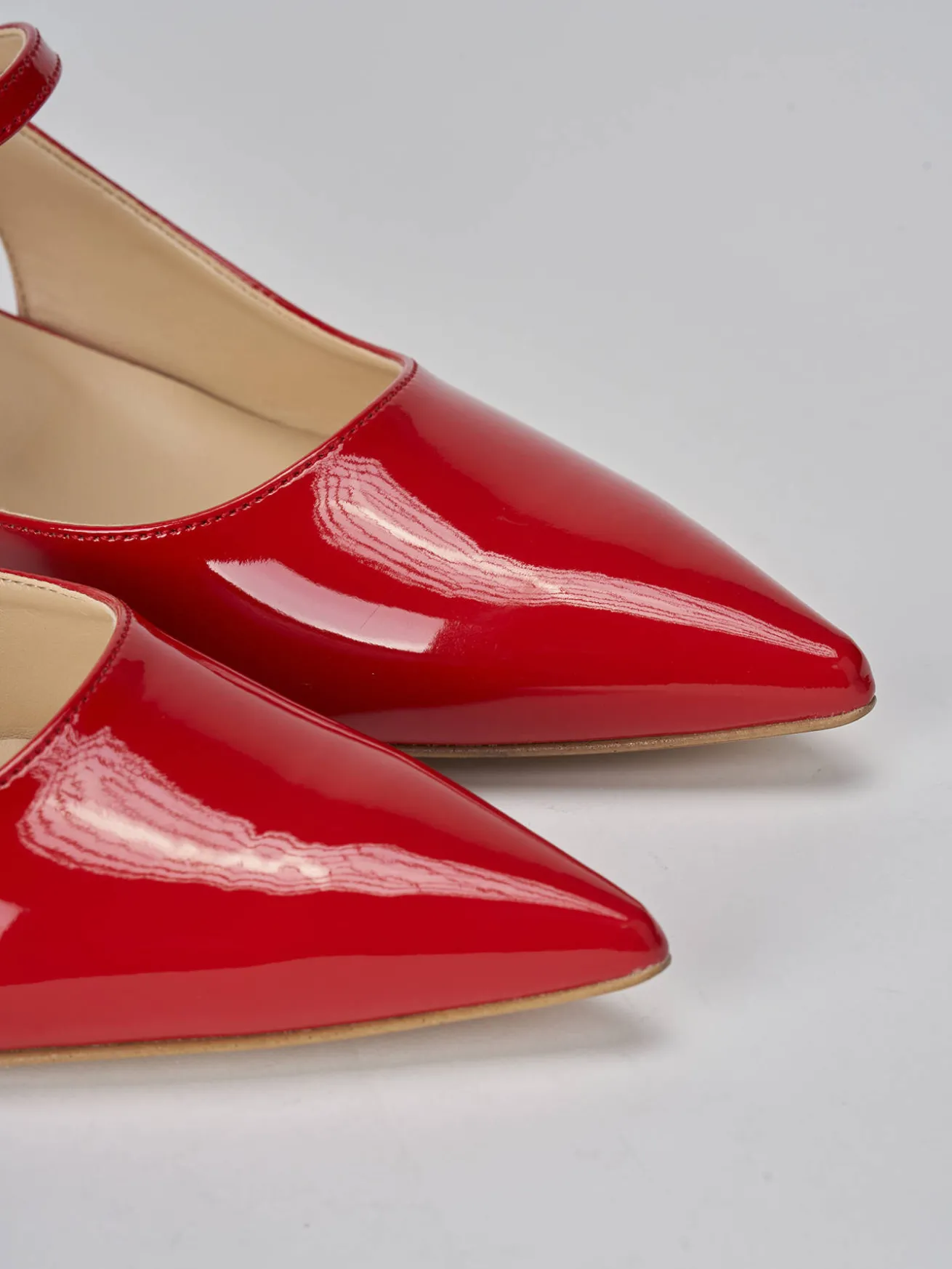 Slingback tacco 4cm vernice rosso