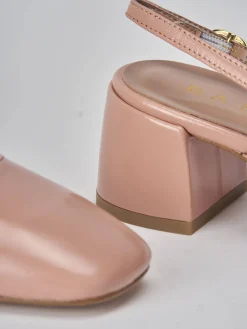 Slingback tacco 5cm vernice rosa