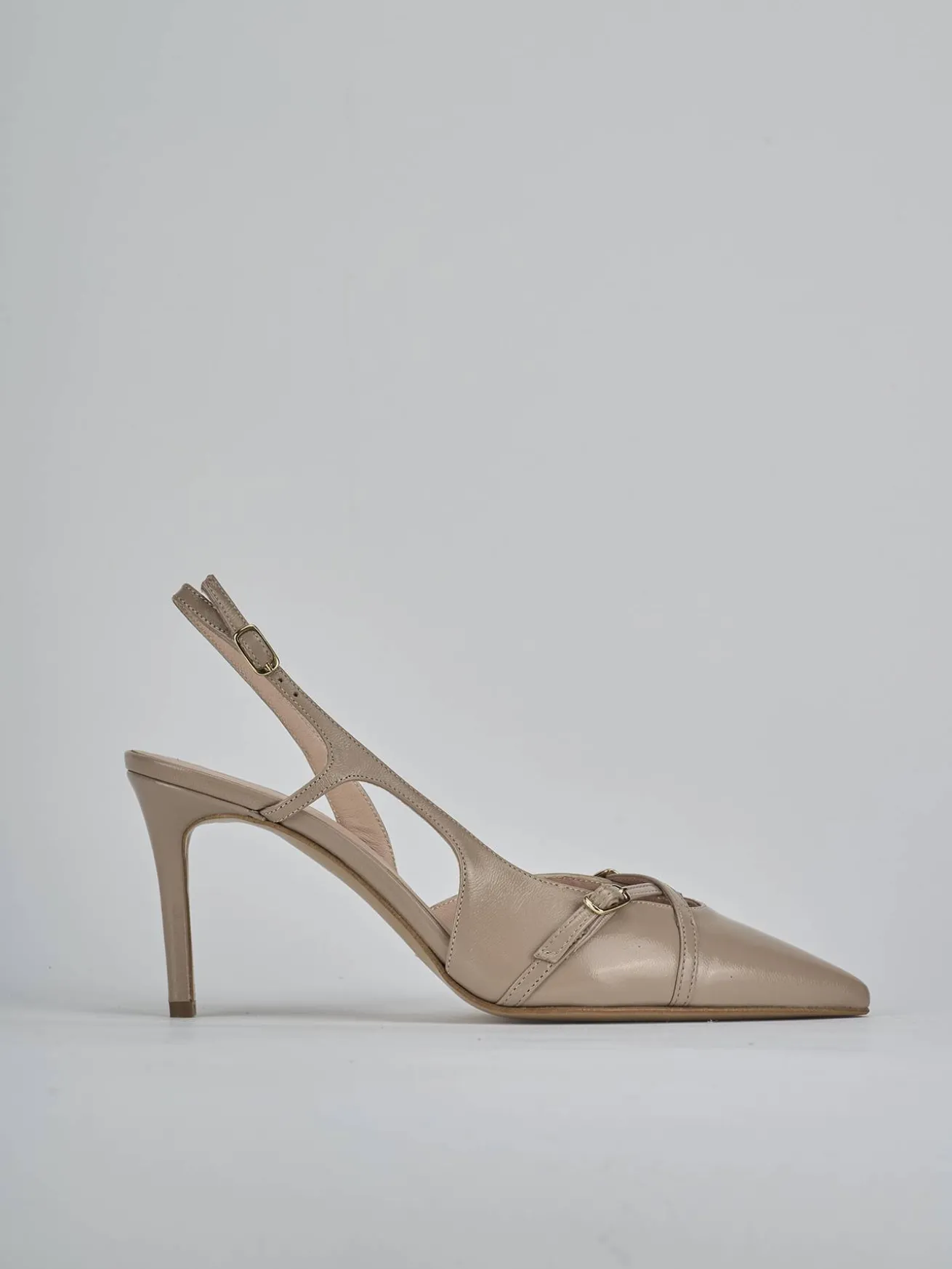 Slingback tacco 7cm vernice beige
