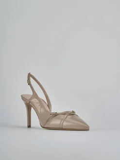 Slingback tacco 7cm vernice beige