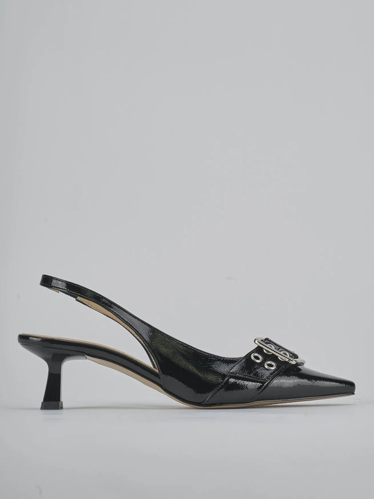 Slingback tacco 7cm vernice nero